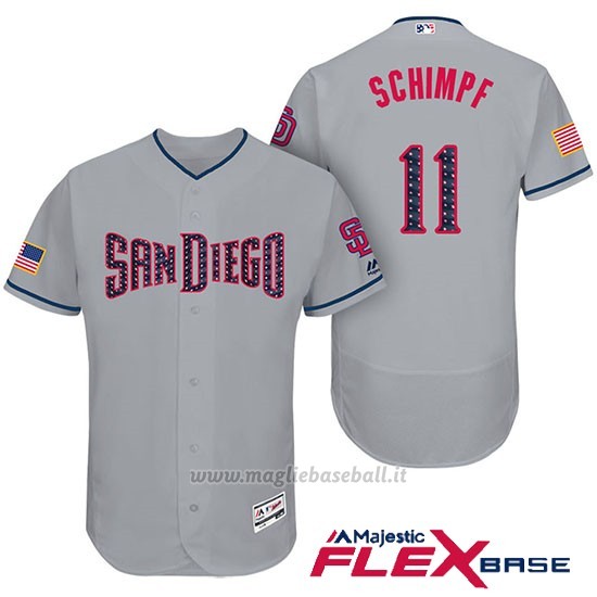 Maglia Baseball Uomo San Diego Padres 2017 Estrellas y Rayas Ryan Schimpf Grigio Flex Base